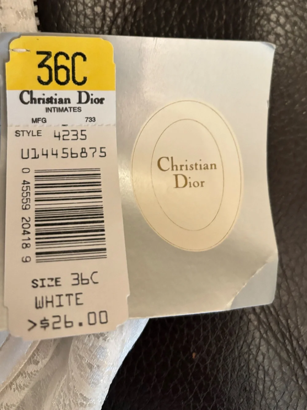 Dior Vintage White Lace Satin Underwire Bra 36C